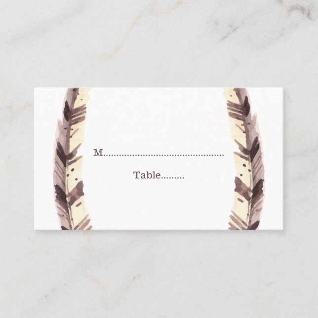 Cartes de Mariage frontalier en plumes (Devant)