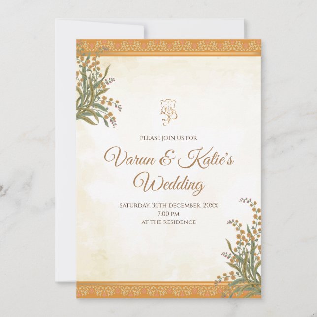 Cartes de mariage hindou numériques et invitations (Devant)