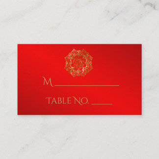 Cartes de Mariage indiennes Fleur Rouge et Or