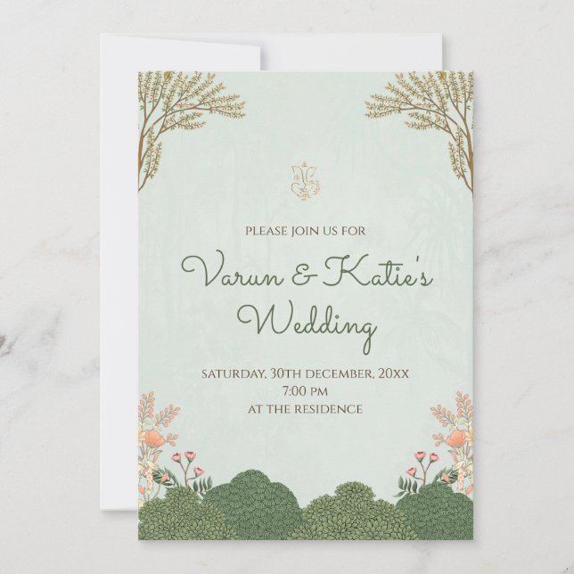 Cartes de mariage indiennes numériques et invitati (Devant)