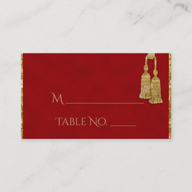 Cartes de Mariage indiennes Red and Gold Tassel (Devant)