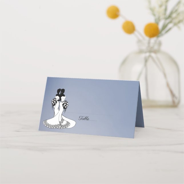 Cartes de mariage lesbiennes Elegant Fog (Devant)