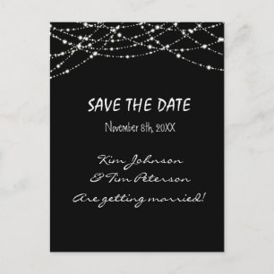 Cartes de mariage lumières scintillantes noires Sa