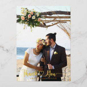 Cartes de mariage Luxe et Gold Merci - avec photo