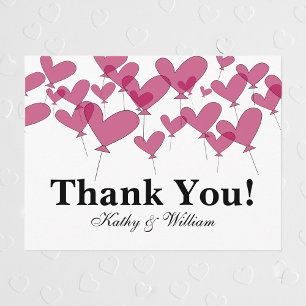 Cartes de mariage Merci avec ballons rouges