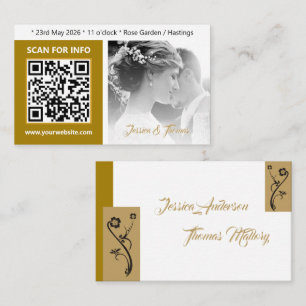 Cartes de Mariage modernes, Code QR, Photo, Or
