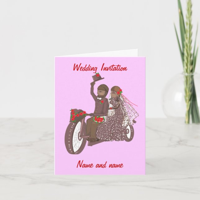 Cartes de mariage motard ou Cartes de mariage à mo (Devant)