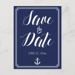 Cartes de mariage nautiques avec cadre pour Sauver