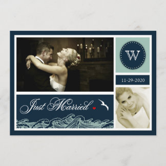 Cartes de mariage nautiques pour jeunes mariés de