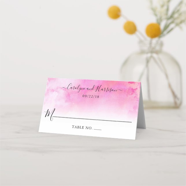 Cartes de Mariage Ombre Aquarelle - Rose (Devant)