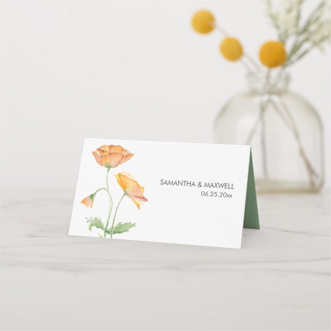 Cartes de mariage Orange Floral Aquarelle (Dos)