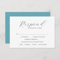Cartes de mariage personnalisées RSVP bleu turquoi