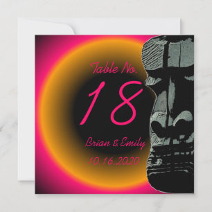 Cartes de mariage personnalisées tête de tiki rose