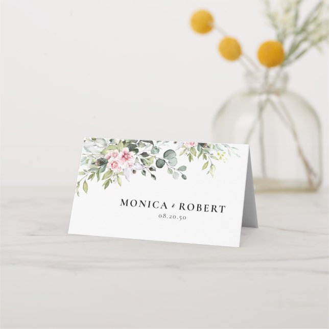 Cartes de Mariage pliées Rose vert (Devant)