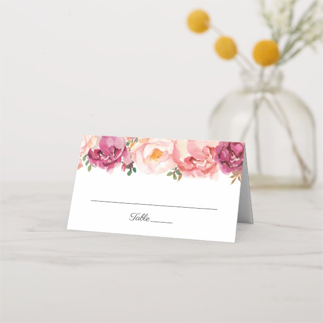 Cartes de Mariage pliées Rustique Rose Floral (Devant)