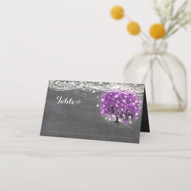 Cartes de Mariage pour feuilles de coeur violet (Devant)