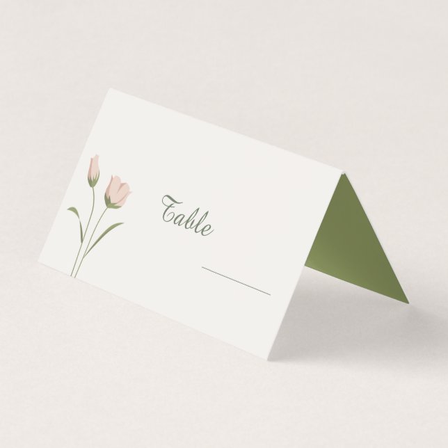Cartes de Mariage pour table de fleurs roses (Front)