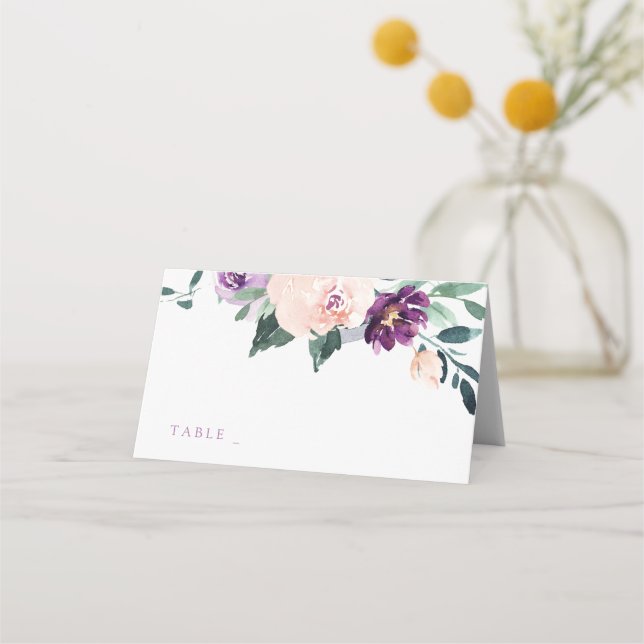 Cartes de mariage pourpre botanique en fleurs (Devant)