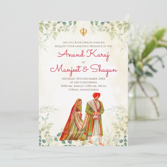 Cartes de mariage punjabi et invitations Anand Kar (Debout devant)