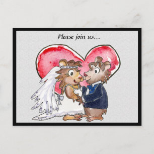 Cartes de mariage "Red Heart Cute" pour annoncer l