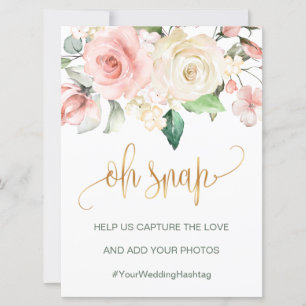 Cartes de mariage roses crème rose Oh snap signe/m