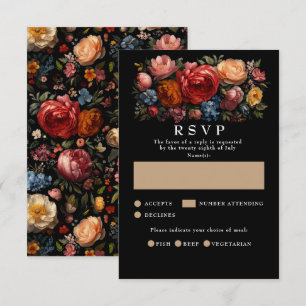 Cartes de mariage RSVP Botanical Floral Black Mood