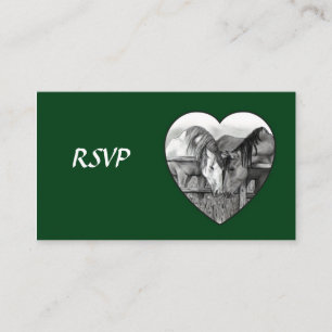 CARTES DE MARIAGE RSVP : CHEVAUX en PENCIL : COEUR