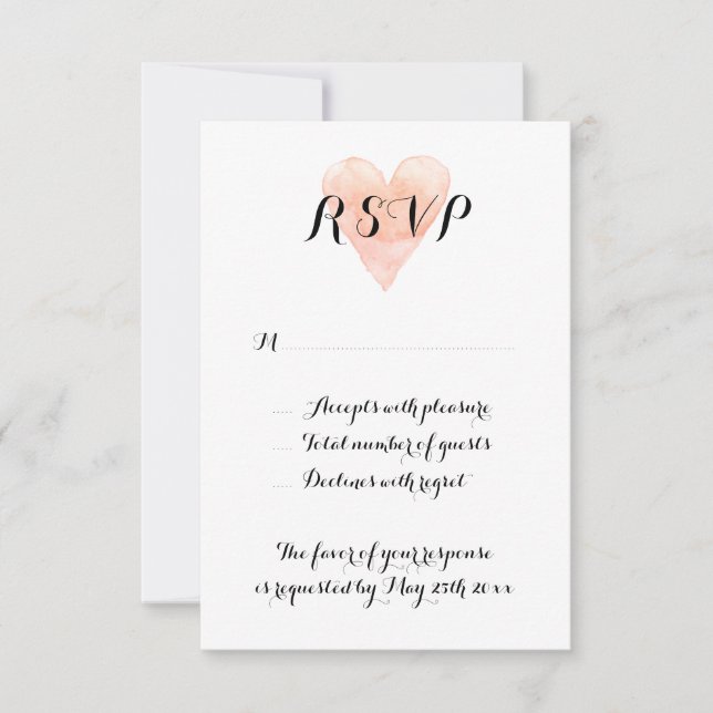 Cartes de mariage RSVP Coral rose aquarelle (Devant)