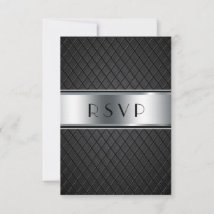 Cartes de mariage RSVP, Elégant noir et argent