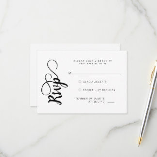 Cartes de mariage RSVP Noir et Blanc