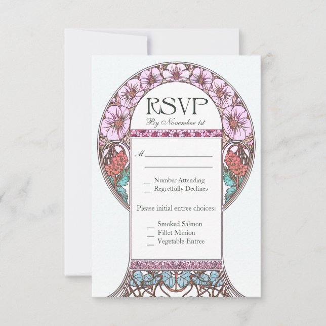Cartes de mariage RSVP Vintage Art Nouveau (Devant)