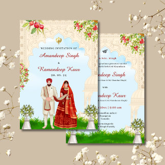 Cartes de mariage Sikh faire-part de mariage sikh