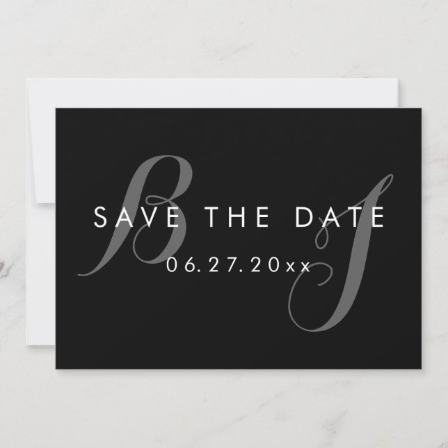 Cartes de mariage simples noir et blanc pour annon (Devant)