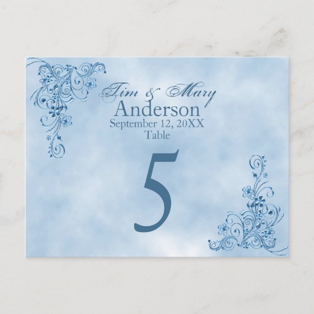 Cartes de mariage : Sky Blue Elegance (Devant)