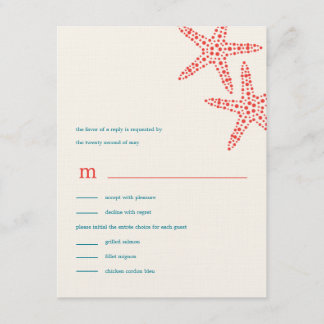 Cartes de mariage stylish Starfish RSVP/Response