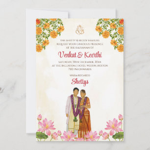Cartes de mariage Telugu et invitations de mariage