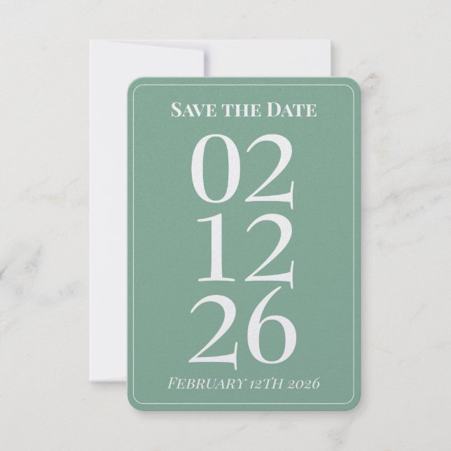 Cartes de mariage vert menthe pour annoncer la dat (Devant)