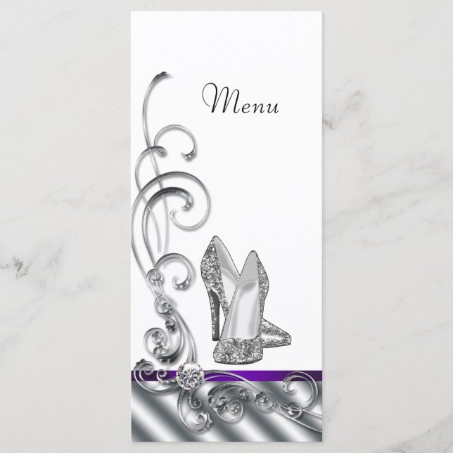 Cartes de menu Chaussure à talon haut Violet (Devant)