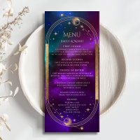 Cartes de menu Cosmopolite Turquoise Sun Moon Mari