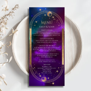 Cartes de menu Cosmopolite Turquoise Sun Moon Mari