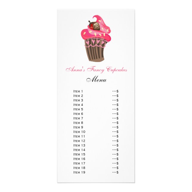 Cartes de menu Cute Cupcakes (Devant)
