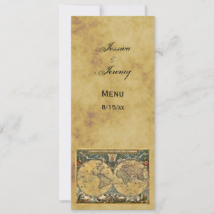 Cartes de menu de carte du monde antique en détres