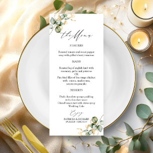 Cartes de menu de mariage à feuillage doré élégant