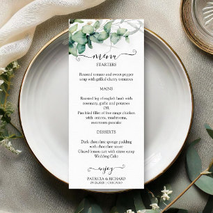 Cartes de menu de mariage à l'aquarelle rustique a