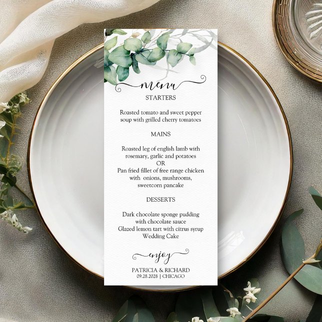 Cartes de menu de mariage à l'aquarelle rustique a (Créateur téléchargé)