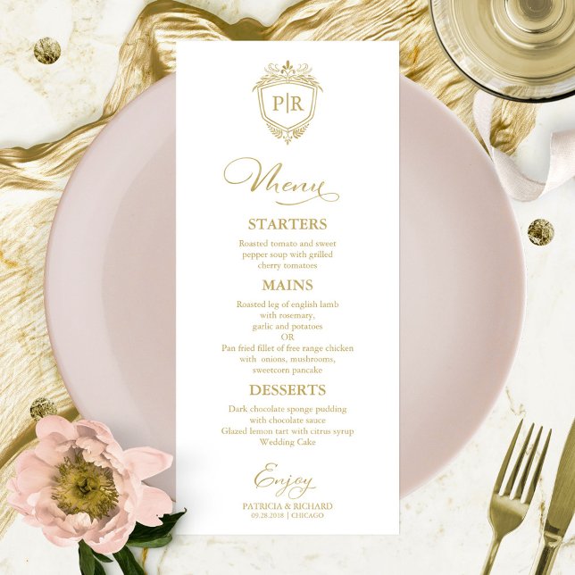 Cartes de menu de mariage à monogramme écriture do (Créateur téléchargé)