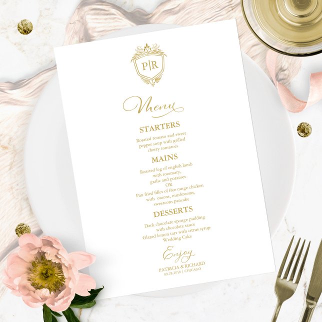 Cartes de menu de mariage à monogramme écriture do (Créateur téléchargé)