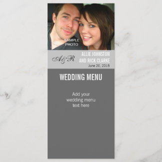 Cartes de menu de mariage avec photo moderne