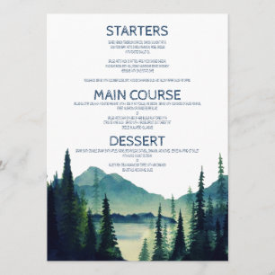 Cartes de menu de mariage camping