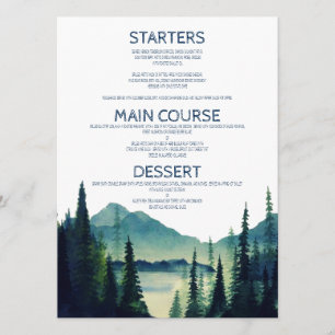 Cartes de menu de mariage de camping
